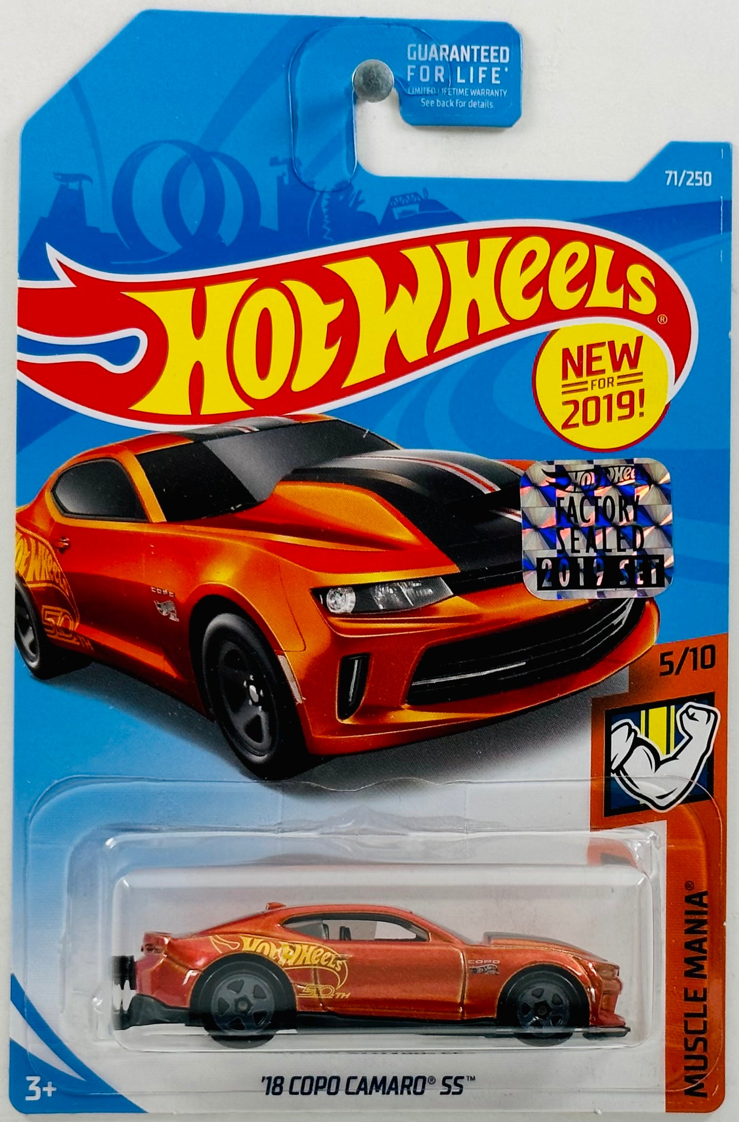 Hot Wheels 2019 - Collector # 071/250 - Muscle Mania 5/10 - New Models - '18 COPO Camaro SS - Orange - FSC