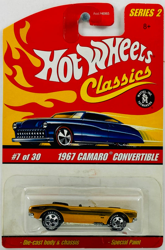 Hot Wheels 2006 - Classics Series 2 # 07/30 - 1967 Camaro Convertible - Spectraflame Gold - Black Stripes - 5 Spokes with Goodyear - Metal/Metal