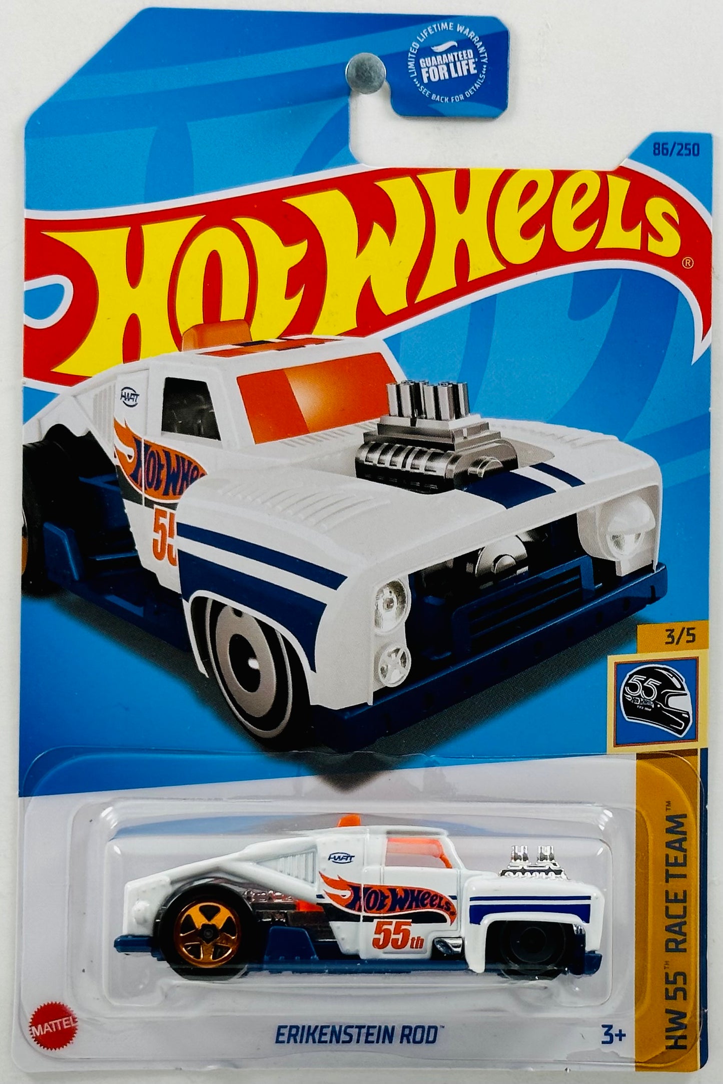 Hot Wheels 2023 - Collector # 086/250 - HW 55th Race Team 03/05 - Erikenstein Rod - White - USA