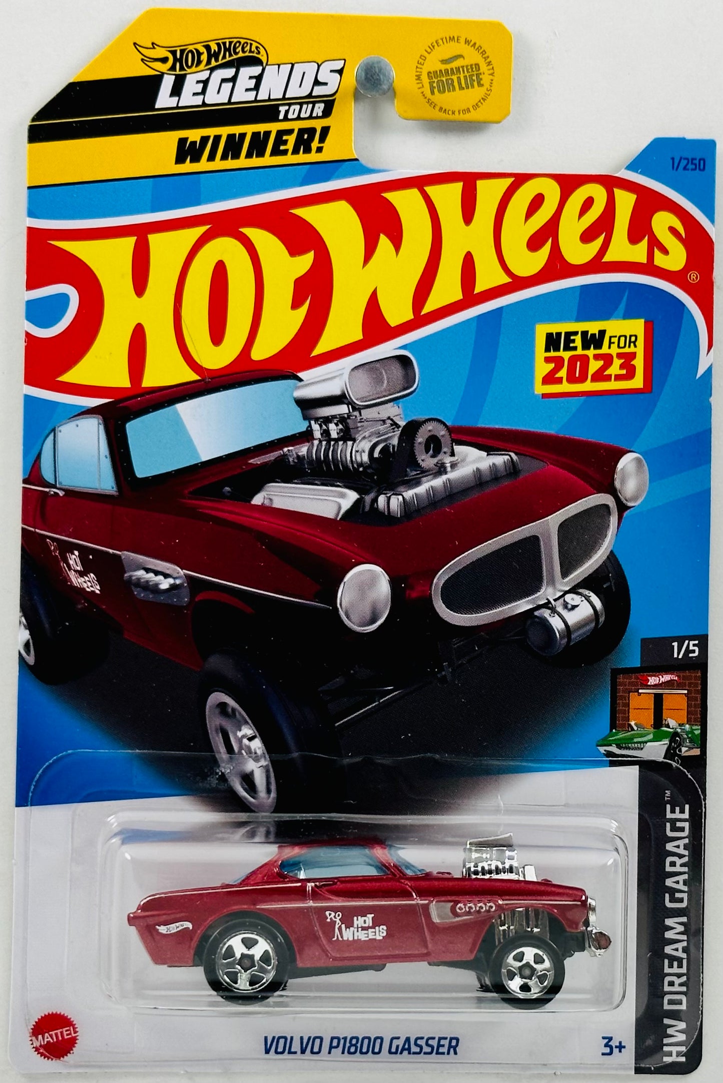 Hot Wheels 2023 - Collector # 001/250 - HW Dream Garage 01/05 - New Models - Volvo P1800 Gasser - Maroon - LT 'Winner!' - USA