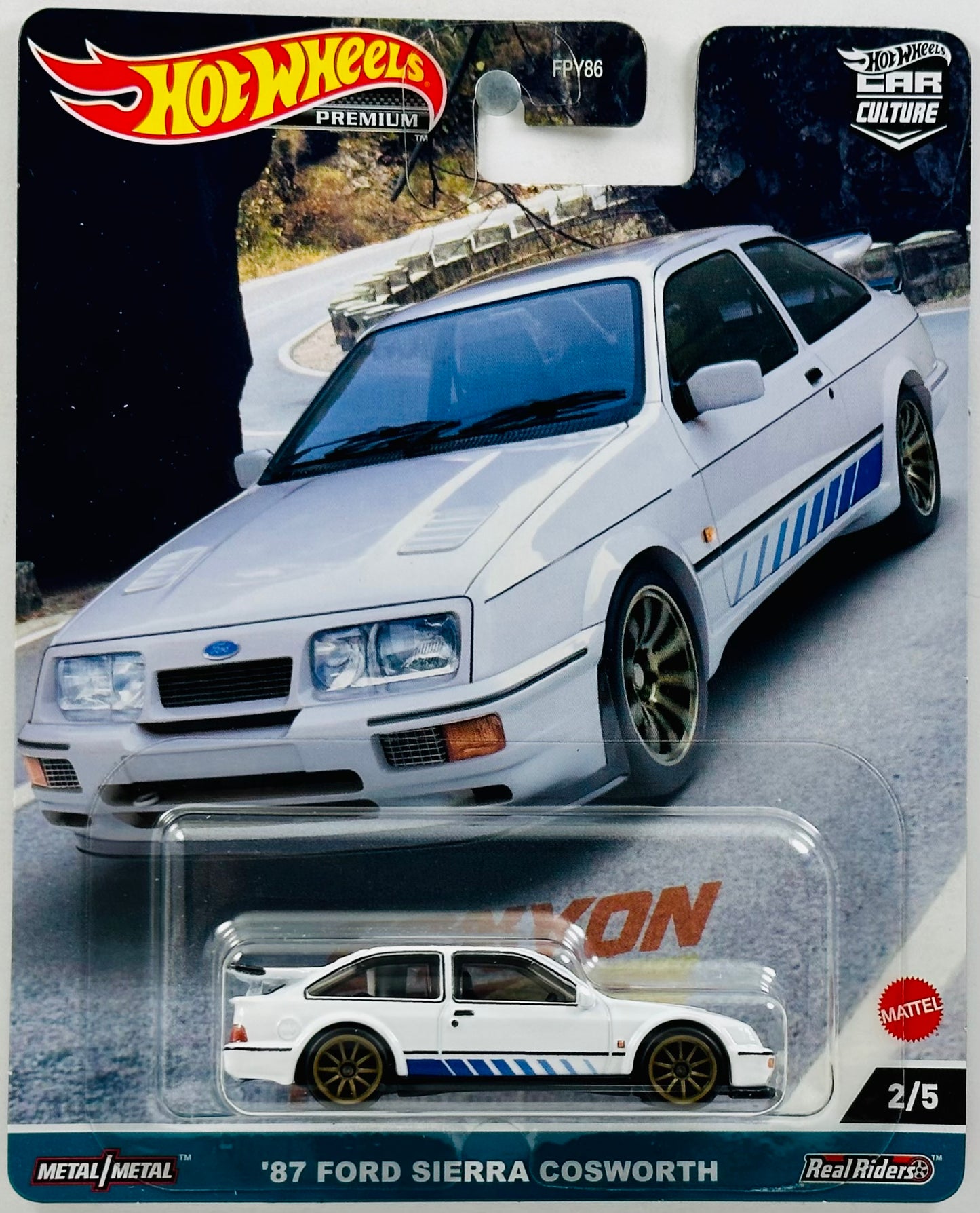 Hot Wheels 2023 - Premium / Car Culture - Canyon Warriors 02/05 - '87 Ford Sierra Cosworth - White - Metal/Metal & Real Riders