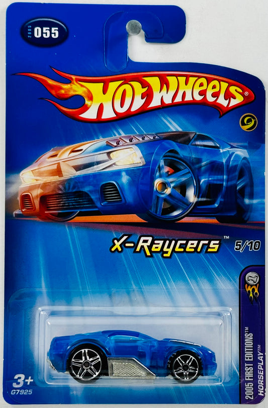 Hot Wheels 2005 - Collector # 055/182 - First Editons - X-Raycers 05/10 - Horseplay - Transparent Blue