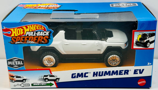 Hot Wheels 2023 - Pull-Back Speeders - GMC Hummer EV - White - Black Interior - Metal - Display Box