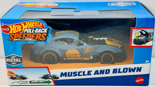Hot Wheels 2023 - Pull-Back Speeders - Muscle and Blown - Matte 'Moody' Blue - '53' - Metal - Display Box