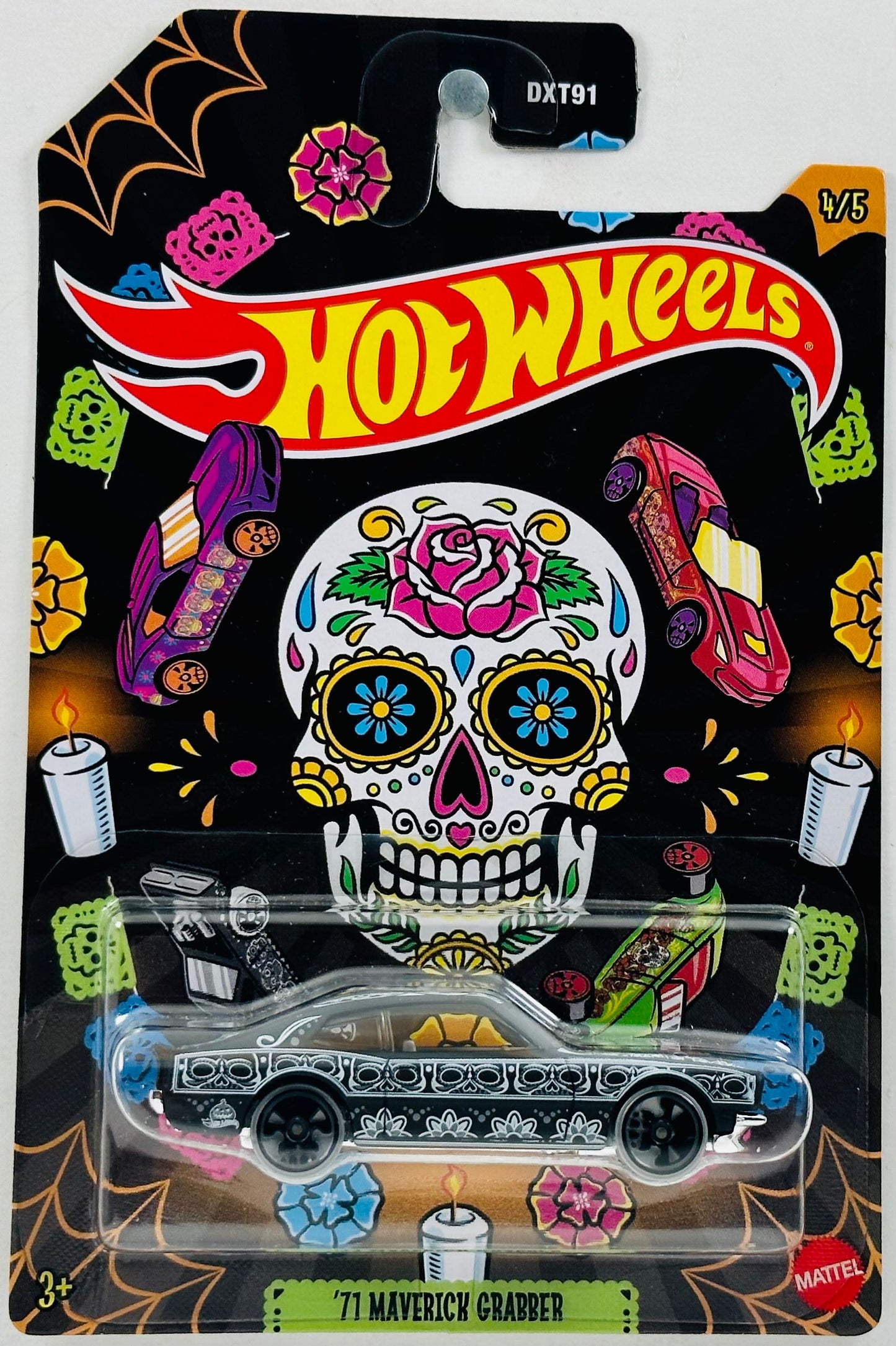 Hot Wheels 2023 - Halloween Series 04/05 - '71 Maverick Grabber - Matte Black - Día de Los Muertos (Day of the Dead) - Grocery Store Exclusive