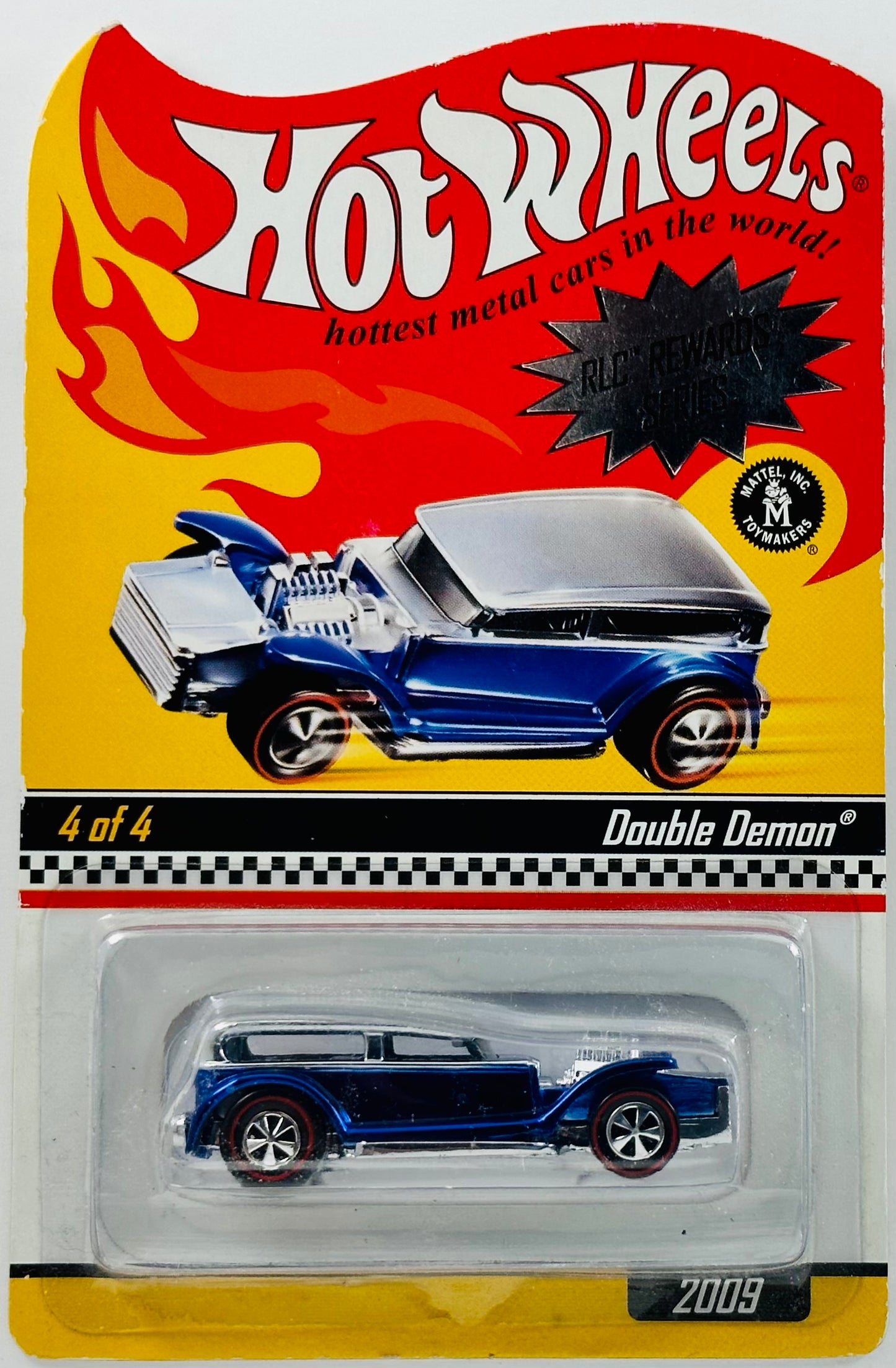 Hot Wheels 2009 - HWC / RLC Exclusive: Rewards # 4/4 - Double Demon - Spectraflame Racing Team Blue - Chrome Rooftop - Metal/Metal - Limited to 5,132