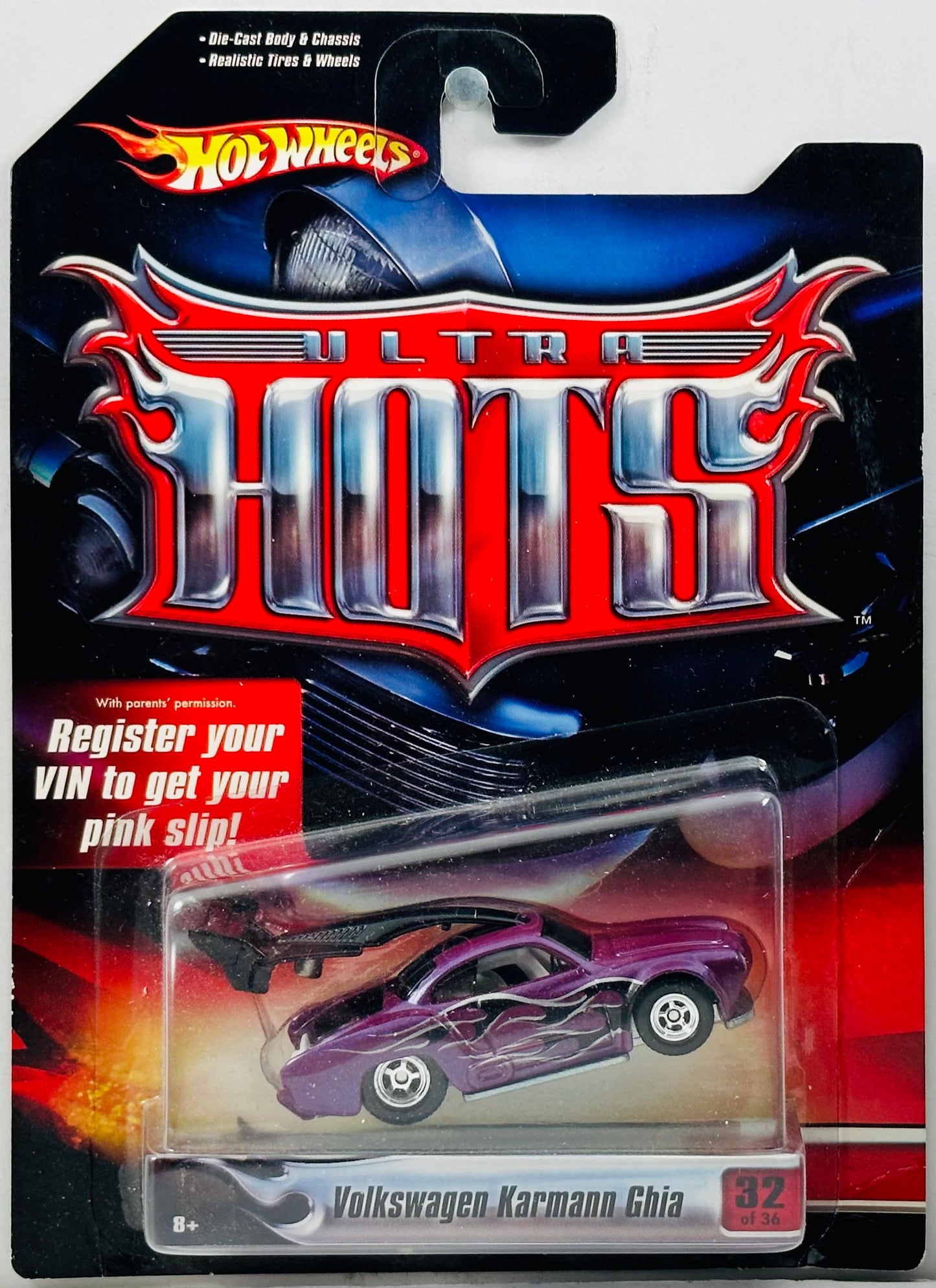 Hot Wheels 2007 - Ultra Hots # 32/36 - Volkswagen Karmann Ghia - Pearl Purple - Metal/Metal & Real Riders