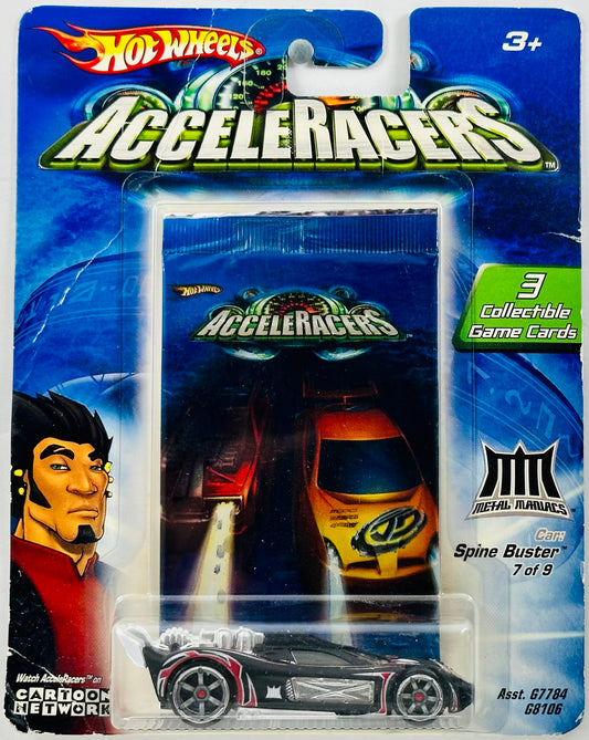 Hot Wheels 2005 - AcceleRacers: Metal Maniacs 07/09 - Spine Buster - Satin Black - Cartoon Network - Large Blister Card