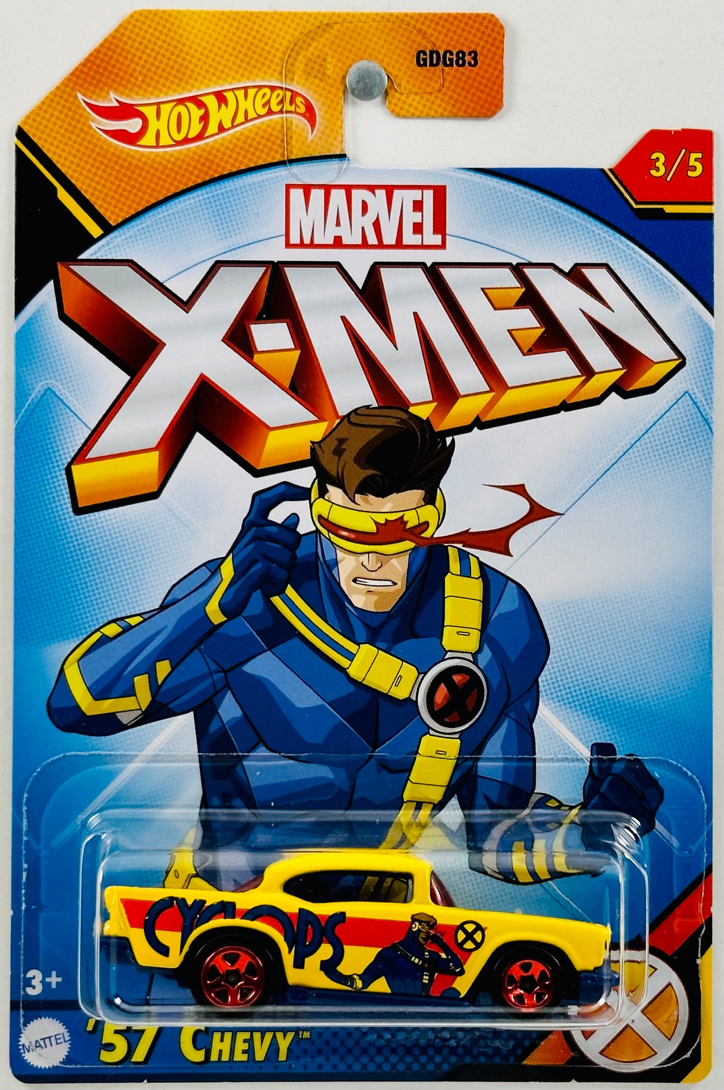 Hot Wheels 2023 - X-Men 03/05 - '57 Chevy - Yellow - Cyclops - Marvel - Walmart Exclusive