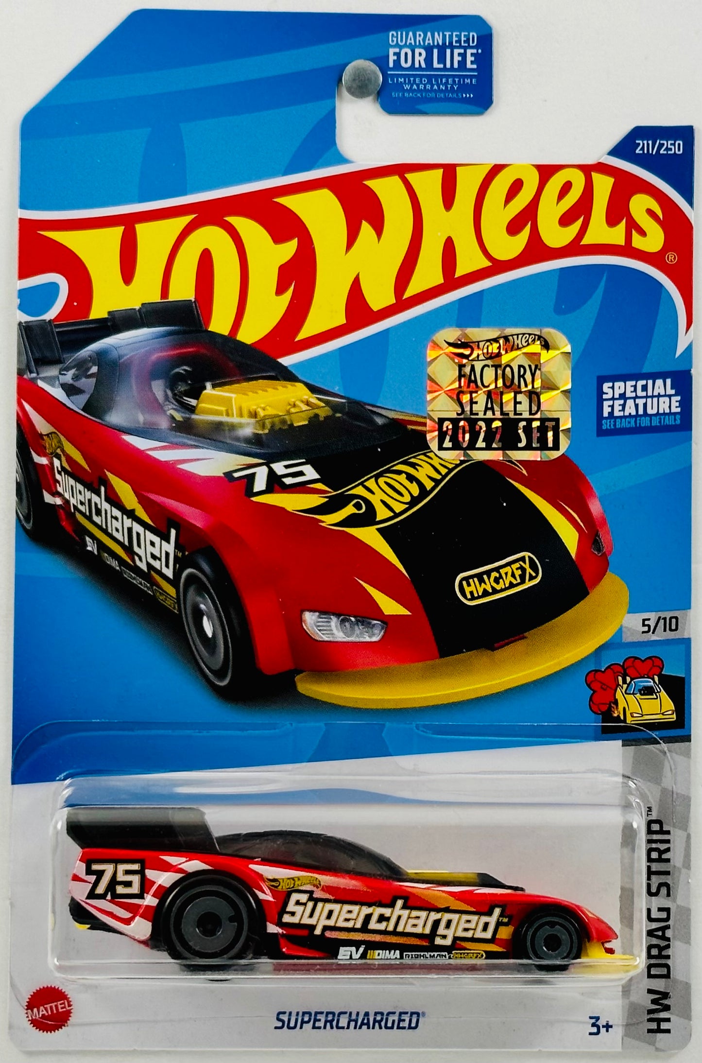 Hot Wheels 2022 - Collector # 211/250 - HW Drag Strip 5/10 - Supercharged - Black & Red - FSC