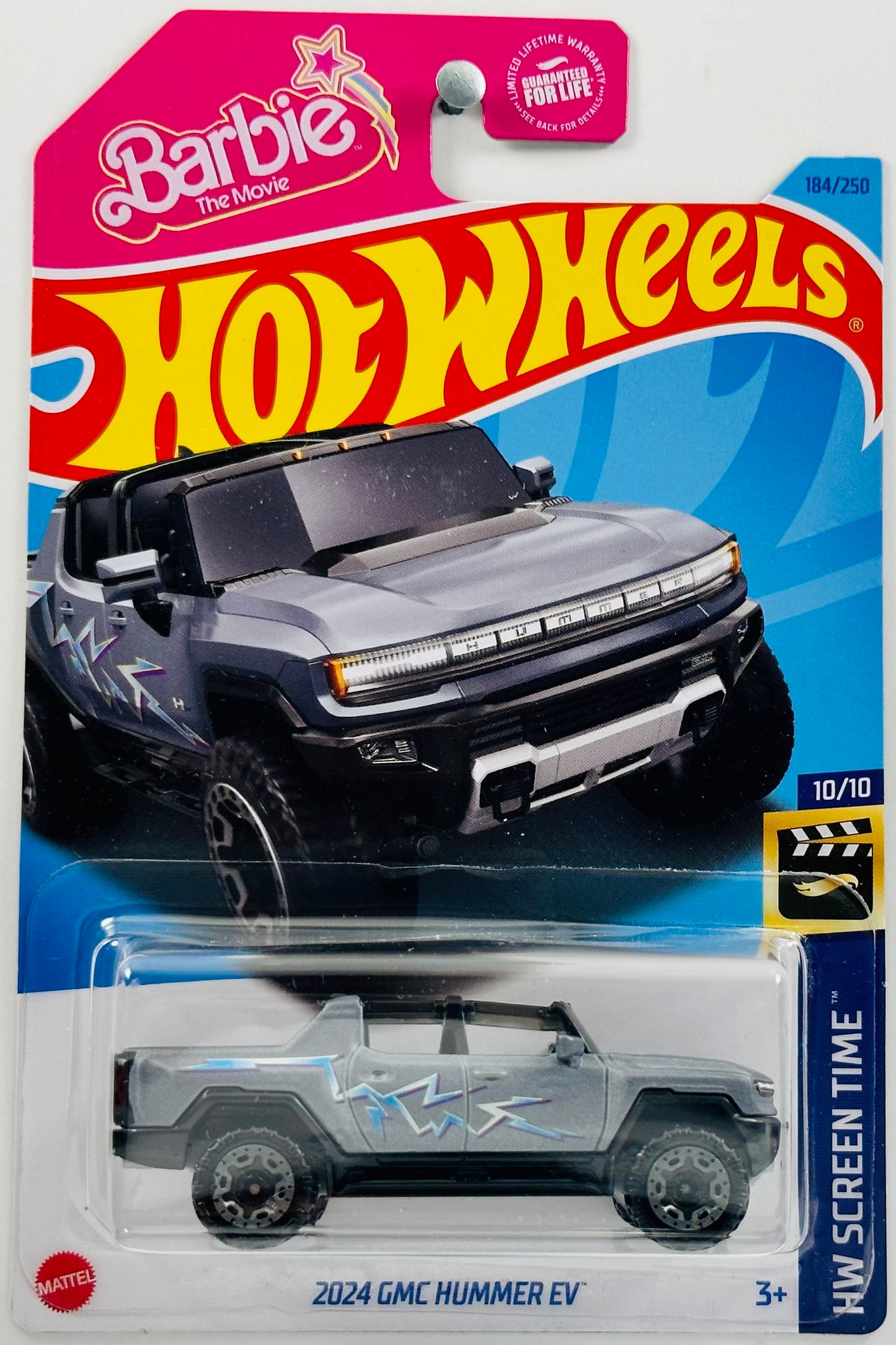 Hot Wheels 2023 - Collector # 184/250 - HW Screen Time 10/10 - 2024 GMC Hummer EV - Meteorite Metallic - Barbie: The Movie - USA