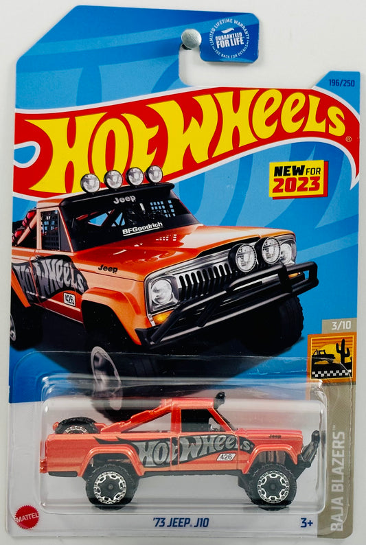 Hot Wheels 2023 - Collector # 196/250 - Baja Blazers 03/10 - New Models - '73 Jeep J10 - Metalflake Orange - USA