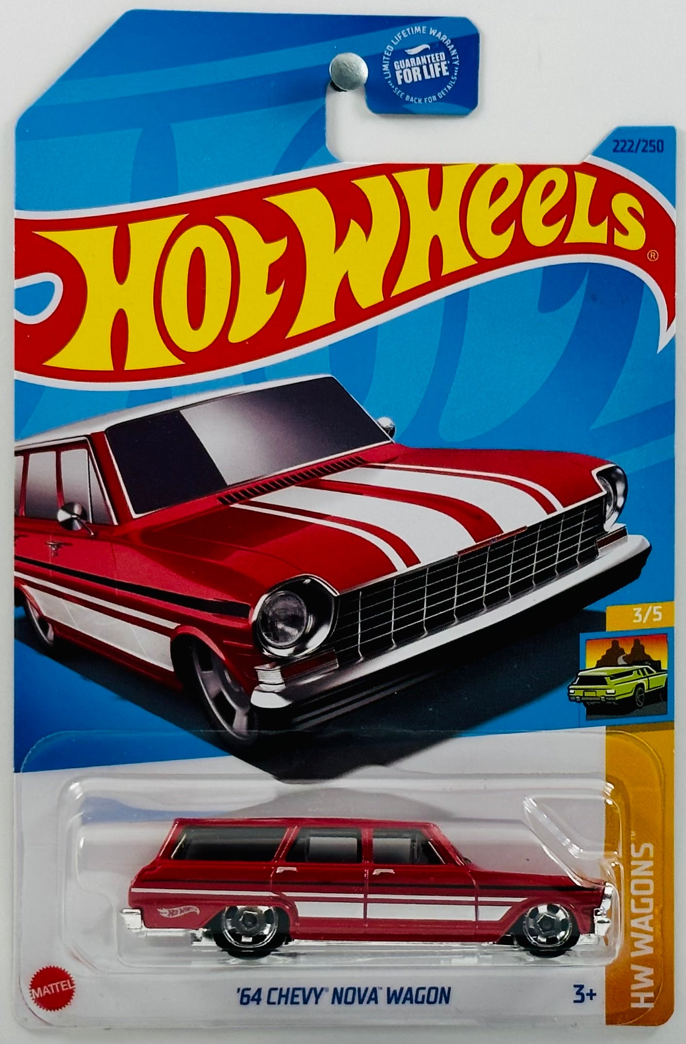 Hot Wheels 2023 - Collector # 222/250 - HW Wagons 03/05 - '64 Chevy Nova Wagon - Red - USA