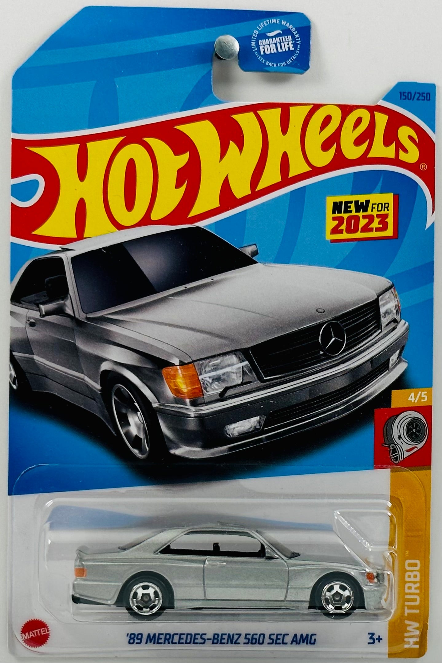 Hot Wheels 2023 - Collector # 150/250 - HW Turbo 04/05 - New Models - '89 Mercedes-Benz 560 SEC AMG - Sliver - USA