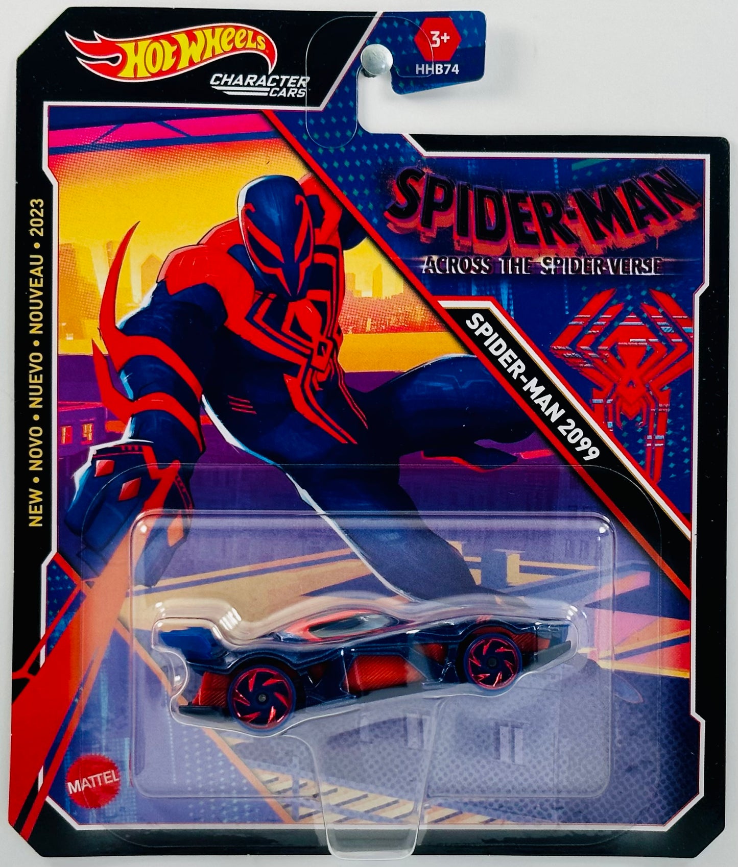 Hot Wheels 2023 - Character Cars / Marvel - Spider-Man: Across The Spider-Verse - Spider-Man 2099 - Blue - Large Blister Card