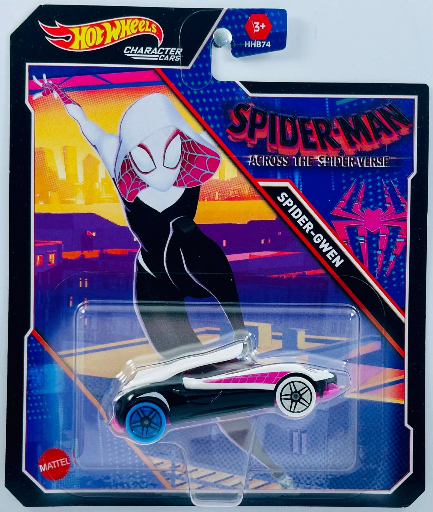 Hot Wheels 2023 - Character Cars / Marvel - Spider-Man: Across The Spider-Verse - Spider-Gwen - Black & White - Large Blister Card