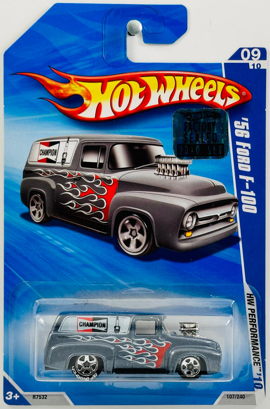 Hot Wheels 2010 - Collector # 107/240 - HW Performace 09/10 - '56 Ford F-100 - Metalflake Gray - BF Goodrich 5 Spokes - Walmart Exclusive - FSC