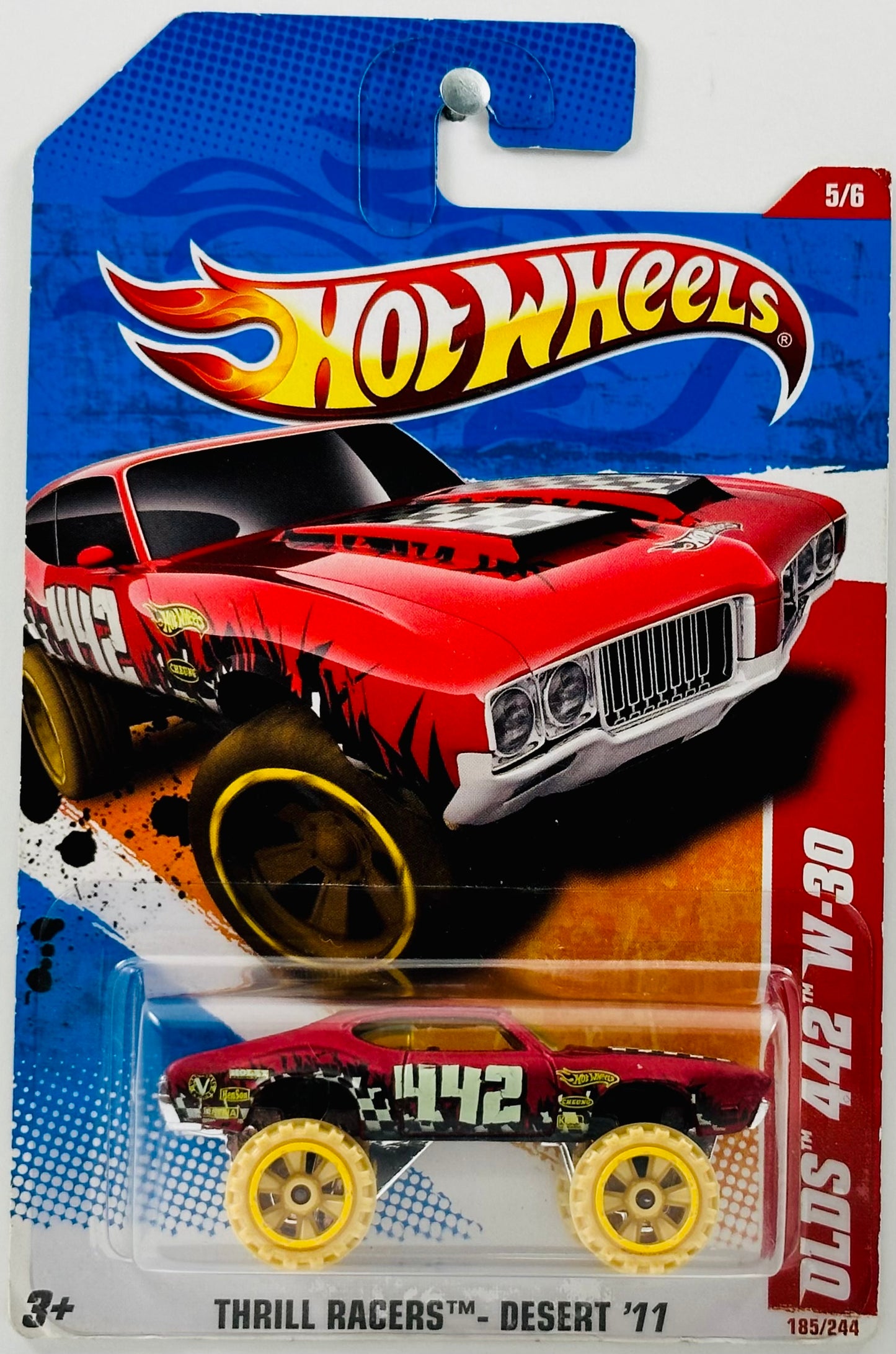 Hot Wheels 2011 - Collector # 185/244 - Thrill Racers: Desert 05/06 - Olds 442 W-30 - Satin Dark Red - USA