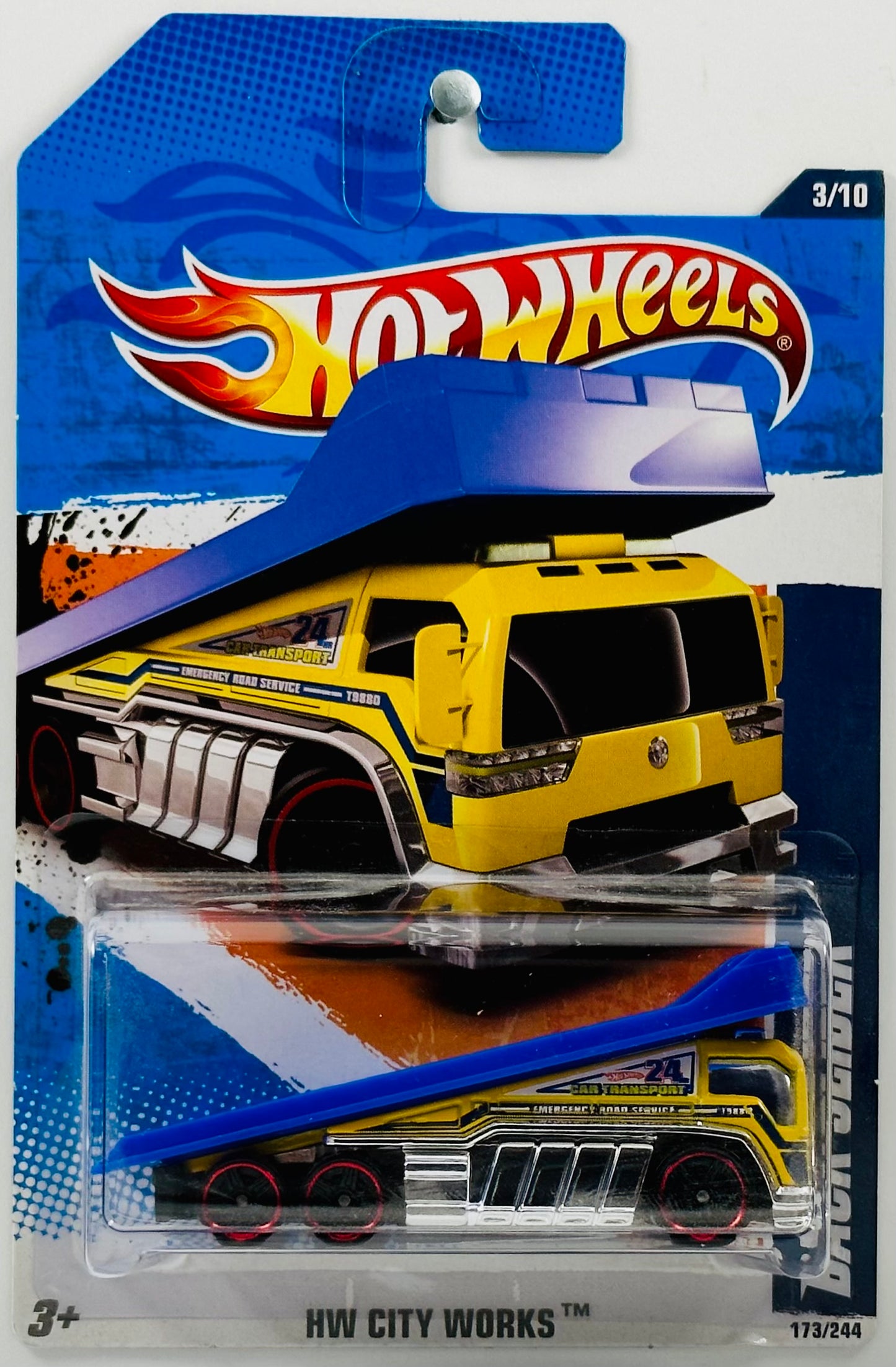 Hot Wheels 2011 - Collector # 173/244 - HW City Works 03/10 - Back Slider - Yellow - Blue Ramp - USA