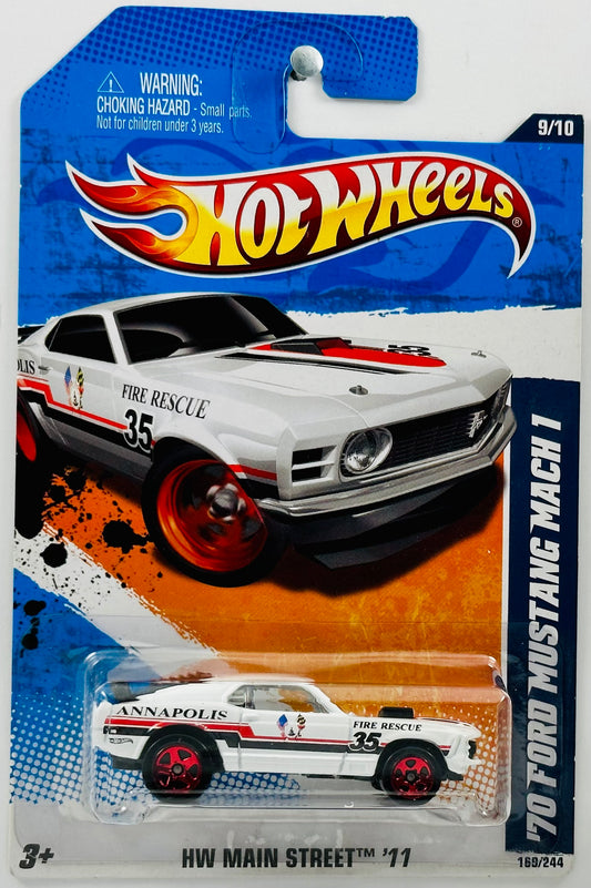 Hot Wheels 2011 - Collector # 169/244 - HW Main Street 09/10 - '70 Ford Mustang Mach 1 - White - K-Mart Exclusive - USA