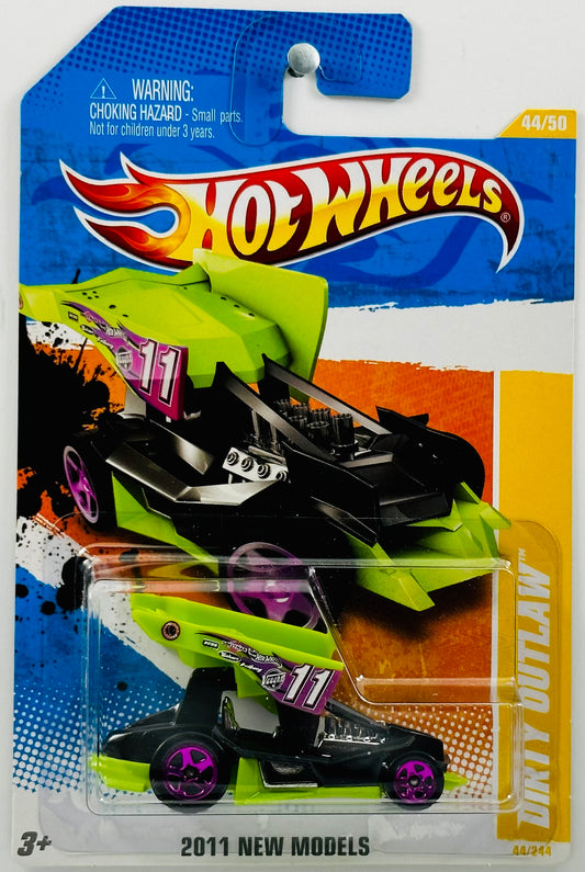 Hot Wheels 2011 - Collector # 044/244 - New Models 44/50 - Dirty Outlaw - Black - Lime Green Wing - USA