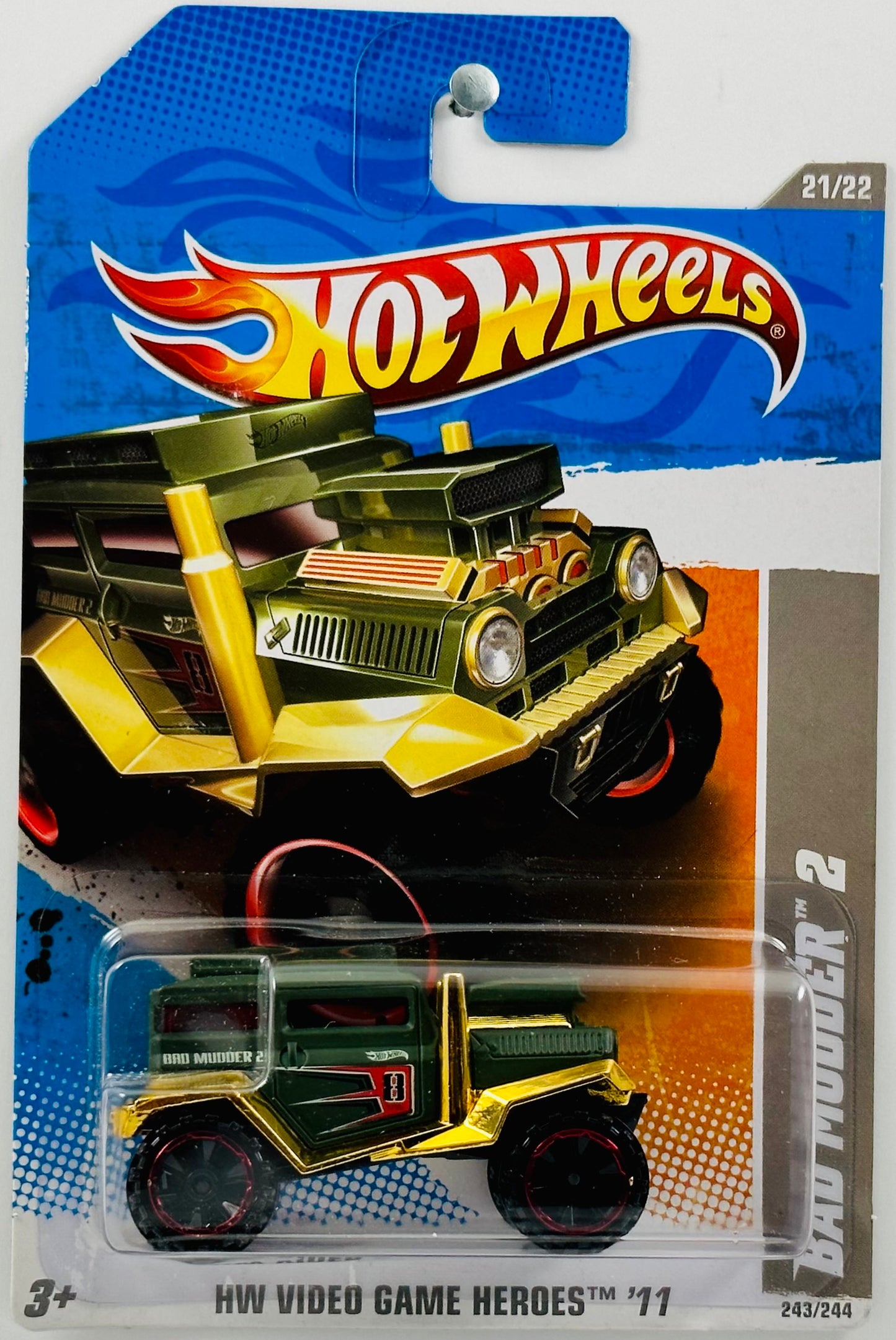 Hot Wheels 2011 - Collector # 243/244 - HW Video Game Heros 21/22 - Bad Mudder 2 - Olive Green - USA