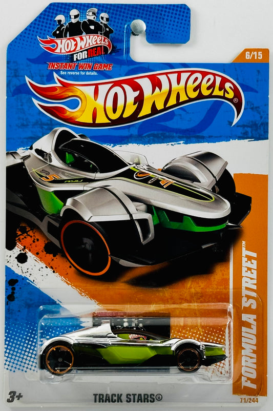 Hot Wheels 2011 - Collector # 071/244 - Track Stars 06/15 - Formula Street - Chome - Green Interior - USA Instant Win