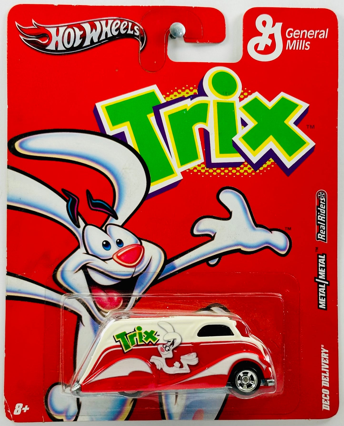 Hot Wheels 2011 - Premium / Pop Culture / General Mills - Deco Delivery - Red & White / Trix - Metal/Metal & Real Riders