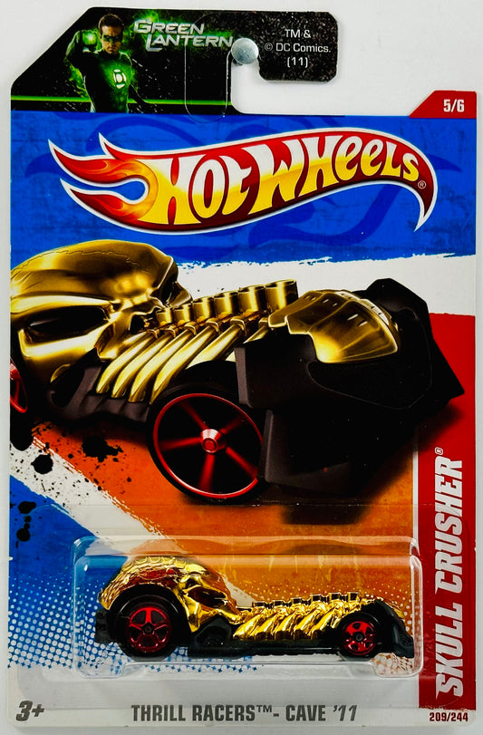 Hot Wheels 2011 - Collector # 209/244 - Thrill Racers: Cave 05/06 - Skull Crusher - Chrome Gold - USA Green Lantern Promo