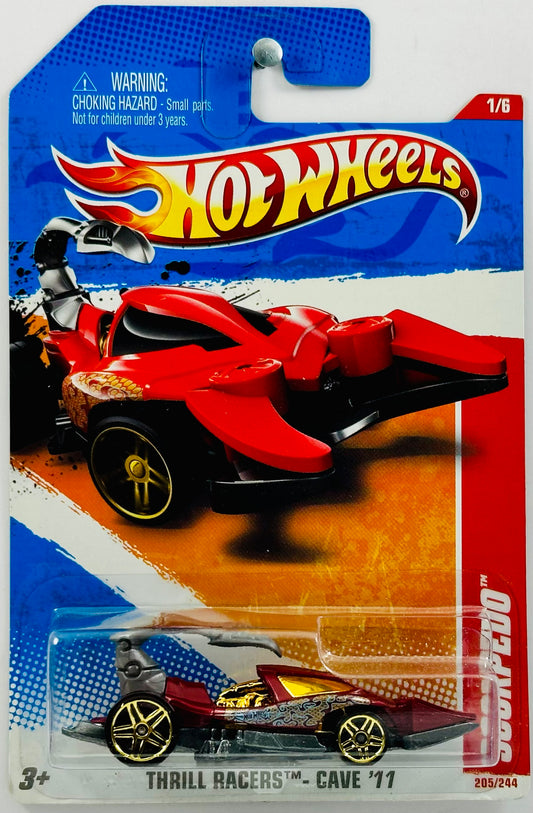 Hot Wheels 2011 - Collector # 205/244 - Thrill Racers: Cave 01/06 - Scorpedo - Dark Red - USA