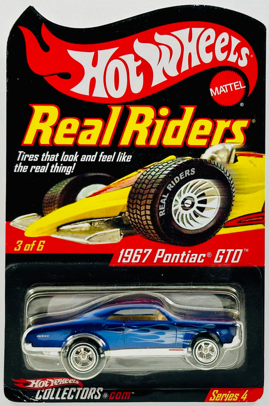 Hot Wheels 2005 - HWC/RLC - Real Riders Series 4 # 03/06 - 1967 Pontiac GTO - Spectraflame Dark Blue - White lines - Limited to 11000 - Kar Keeper