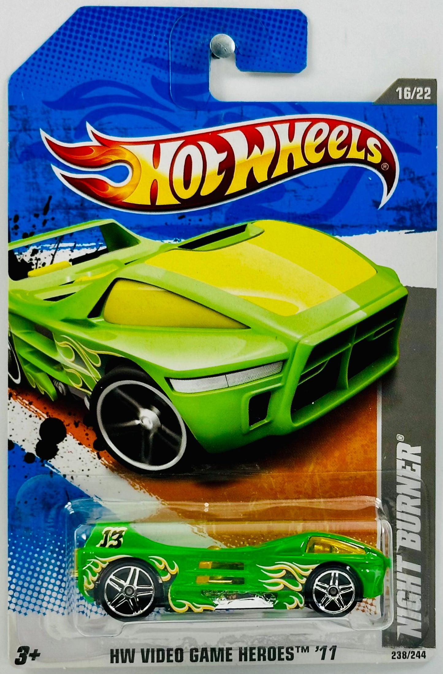 Hot Wheels 2011 - Collector # 238/244 - HW Video Game Heros 16/22 - Night Burner - Green - USA
