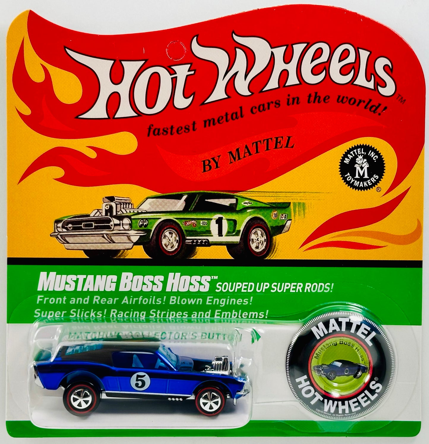 Hot Wheels 2017 - HWC Spoilers - Mustang Boss Hoss - Spectraflame Blue - '5' - Neo Classic Red Lines - Limited to 8,000