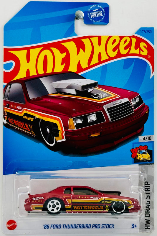 Hot Wheels 2023 - Collector # 107/250 - HW Drag Strip 04/10 - '86 Ford Thunderbird Pro Stock - Dark Red - USA