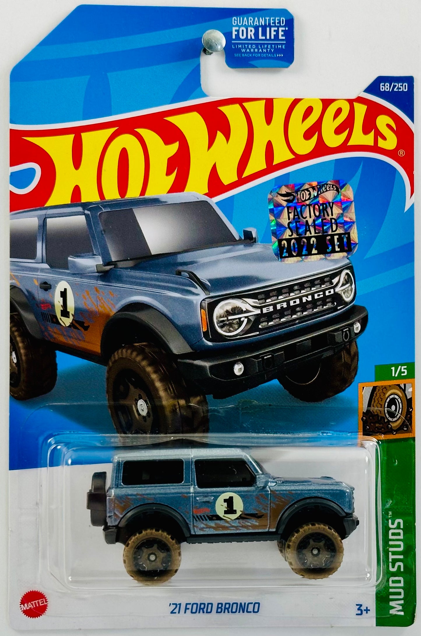 Hot Wheels 2022 - Collector # 068/250 - Mud Studs 1/5 - '21 Ford Bronco - Steel Blue - FSC