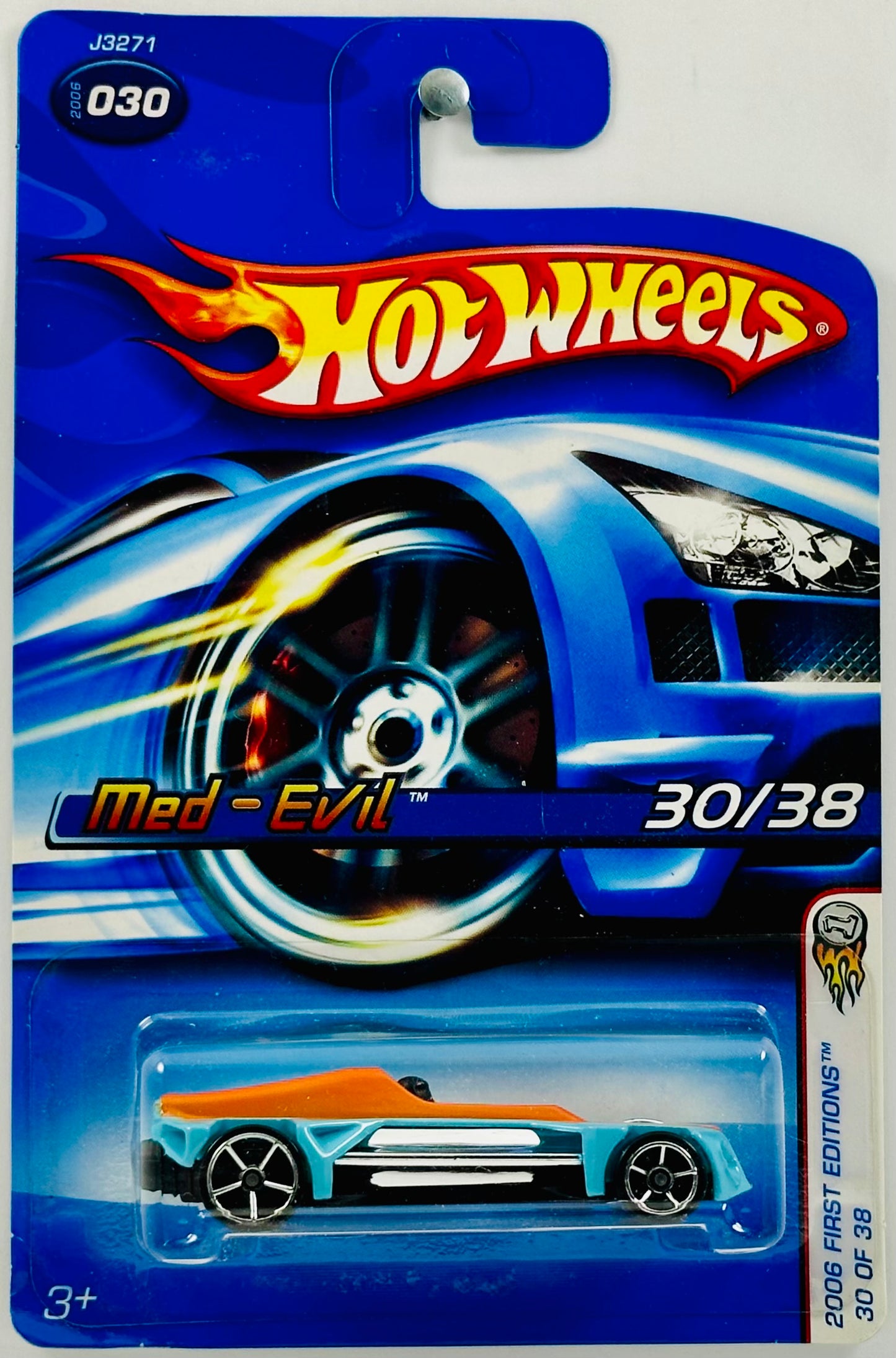 Hot Wheels 2006 - Collector # 030/223 - First Editions 30/38 - Med-Evil - Light Blue & Orange - No Deco - USA