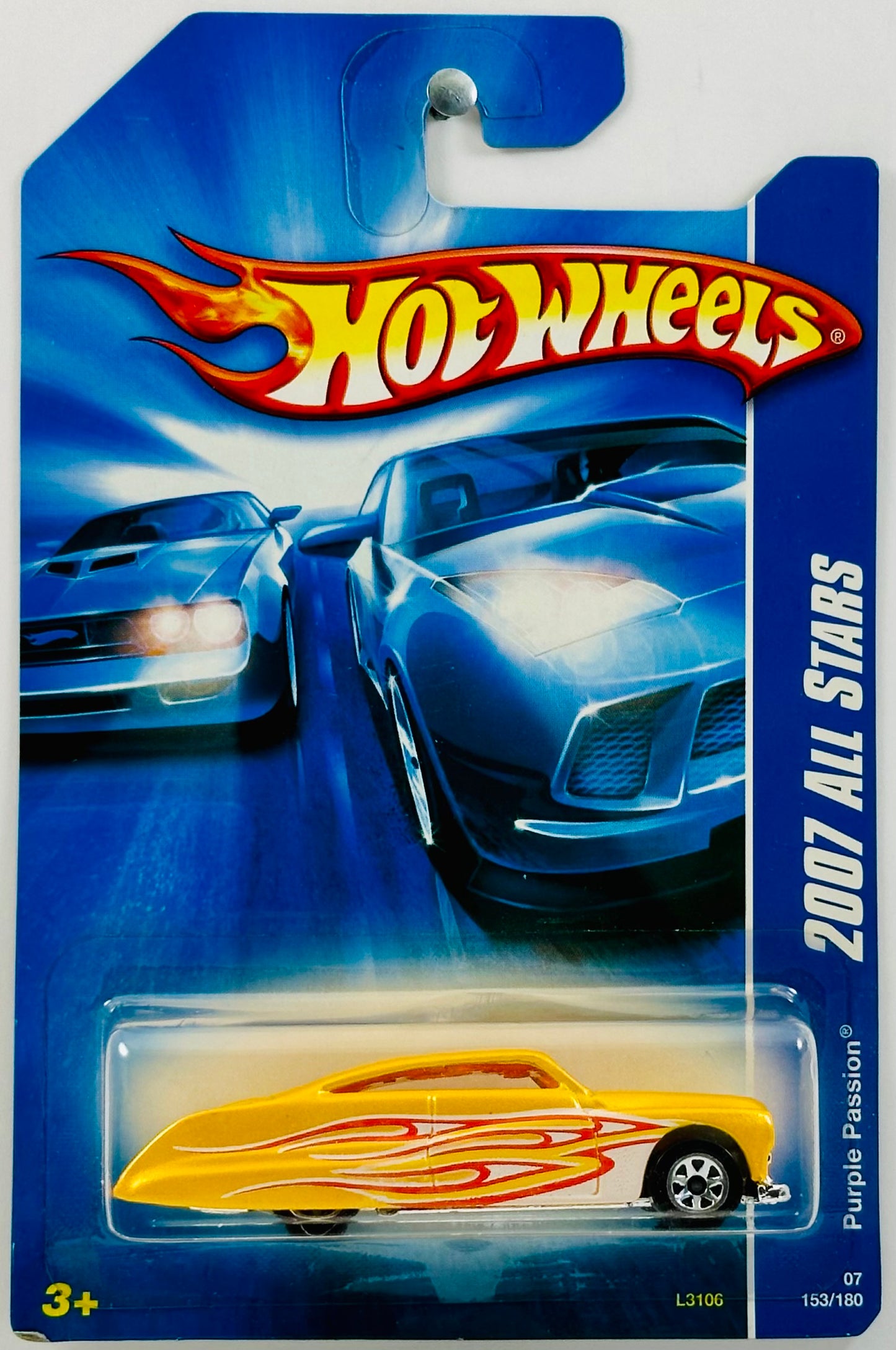 Hot Wheels 2007 - Collector # 153/180 - All Stars - Purple Passion - Yellow - 7 Spokes - USA