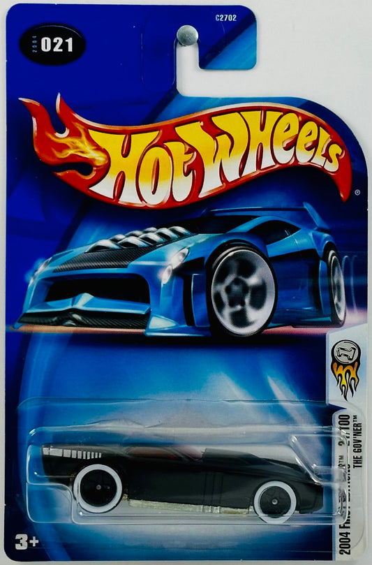 Hot Wheels 2004 - Collector # 021/212 - First Editions 21/100 - The Gov'ner - Matte Black / Red Windows / Side Tampos / NO Taillight / WW Tires - USA '04 Card - MPN C2702 - Variation # 4