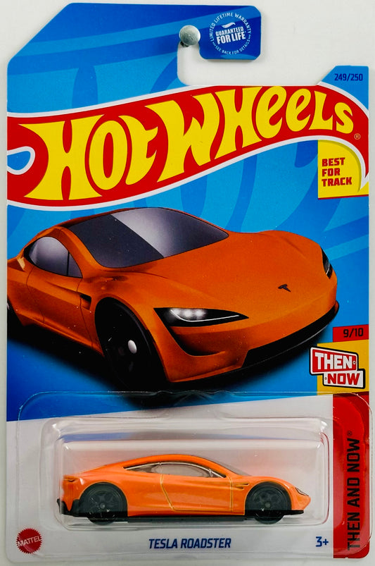 Hot Wheels 2023 - Collector # 249/250 - Then And Now 09/10 - Tesla Roadster - Orange - USA