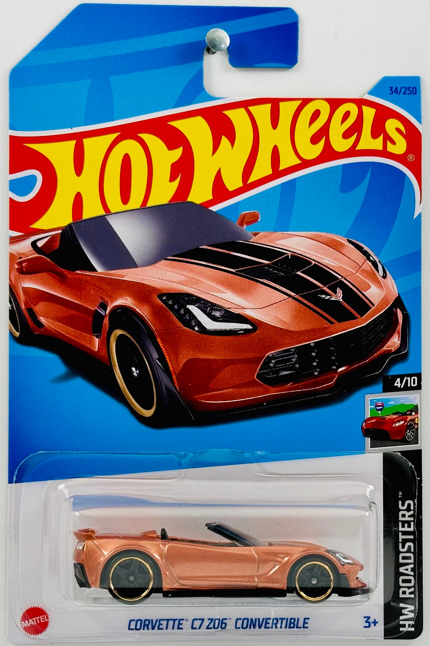 Hot Wheels 2023 - Collector # 034/250 - HW Roadsters 04/10 - Corvette C7 Z06 Convertible - Metalflake Copper - IC