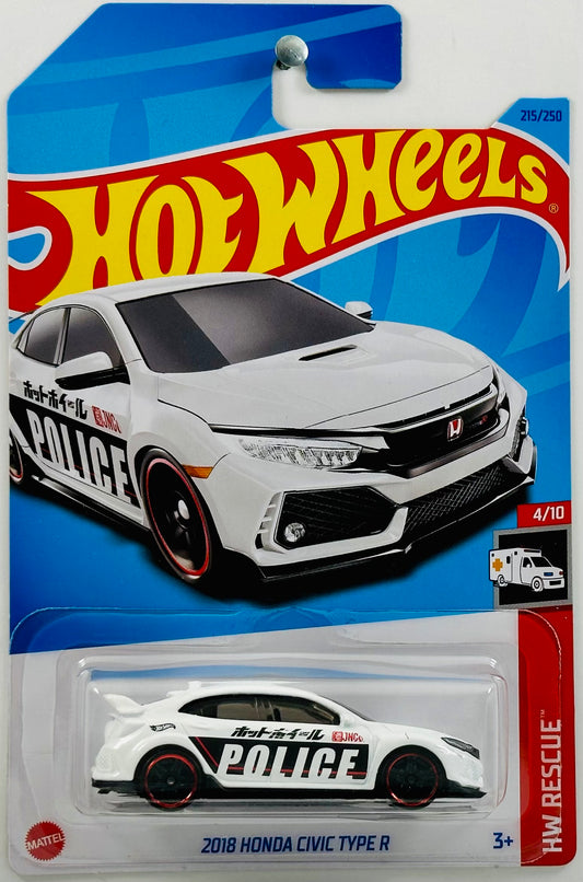 Hot Wheels 2023 - Collector # 215/250 - HW Rescue 04/10 - 2018 Honda Civic Type R - White - IC