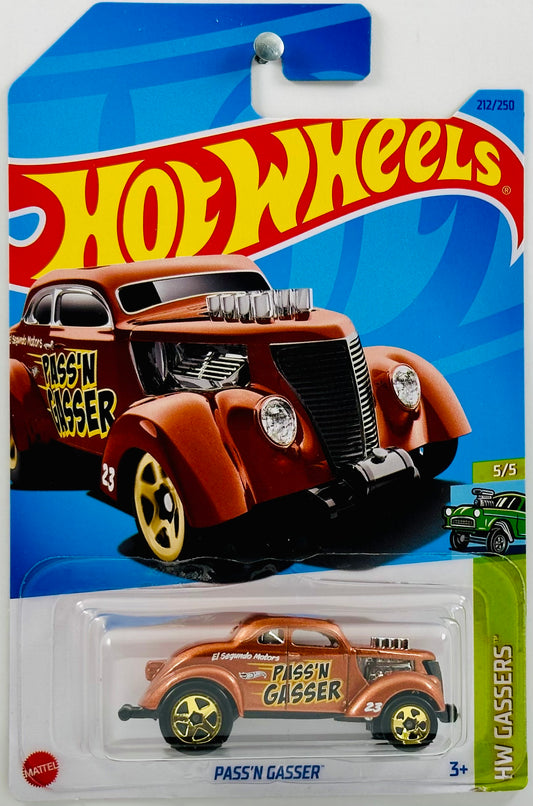 Hot Wheels 2023 - Collector # 212/250 - HW Gassers 05/05 - Pass'N Gasser - Metalflake Copper / '23' / 'El Segundo Motors' - Gold 5SP Wheels - IC