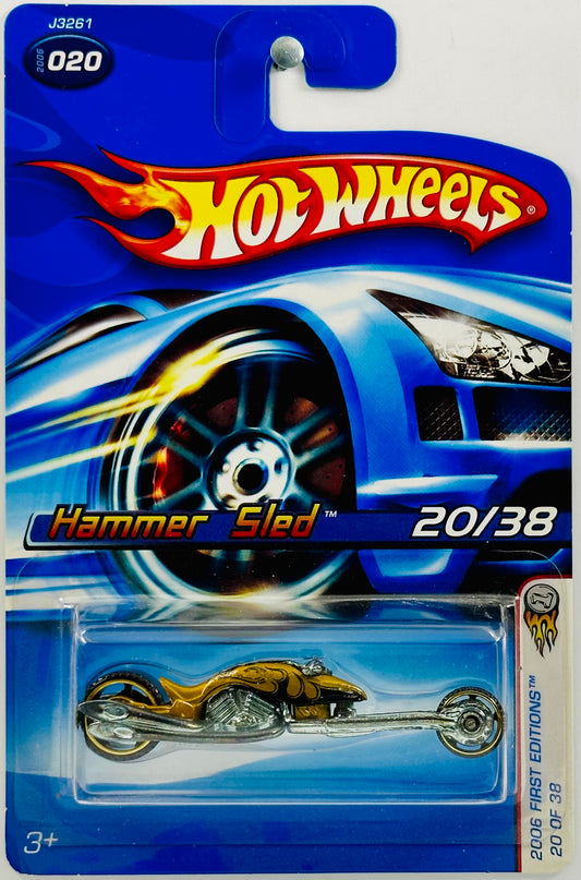 Hot Wheels 2006 - Collector # 020/223 - First Editions 20/38 - Hammer Sled - Metalflake Gold - USA