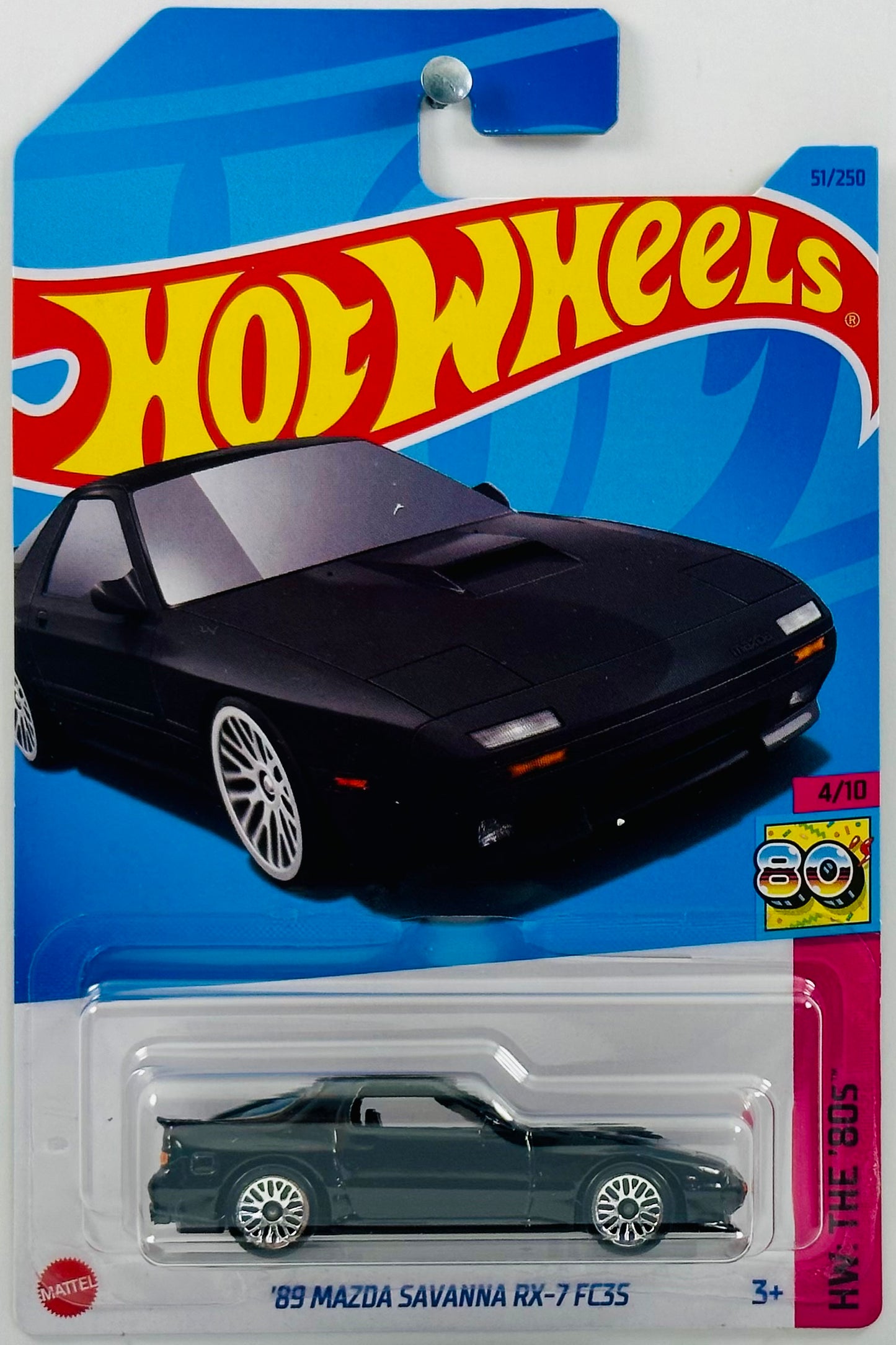 Hot Wheels 2023 - Collector # 051/250 - HW: The '80s 04/10 - '89 Mazda Savanna RX-7 FC3S - Black - IC
