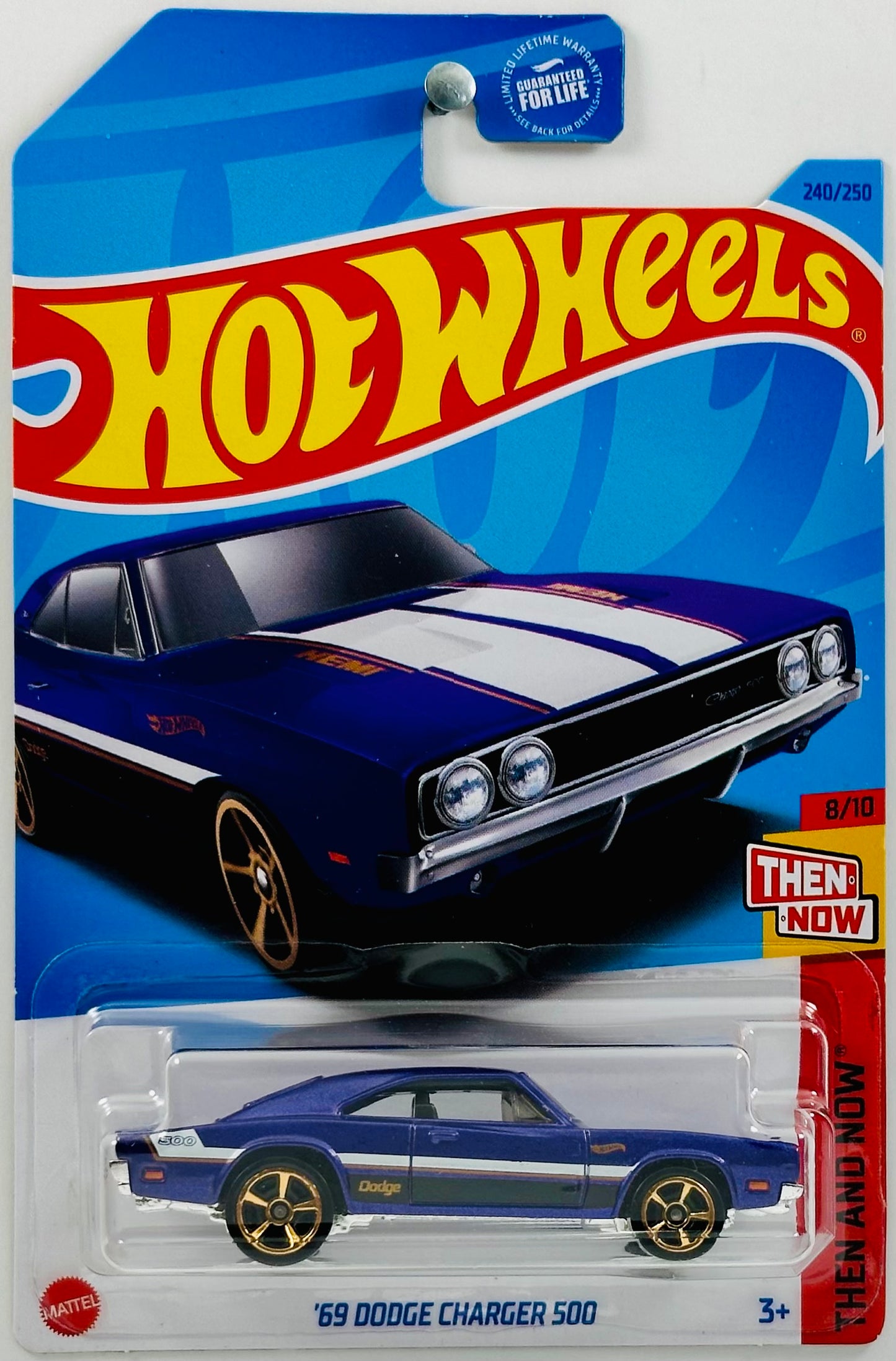 Hot Wheels 2023 - Collector # 240/250 - Then And Now 08/10 - '69 Dodge Charger 500 - Metalflake Purple - USA