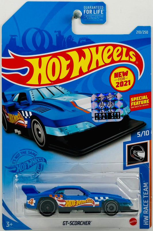 Hot Wheels 2021 - Collector # 210/250 - HW Race Team 05/10 - New Models - GT-Scorcher - Satin Blue - FSC