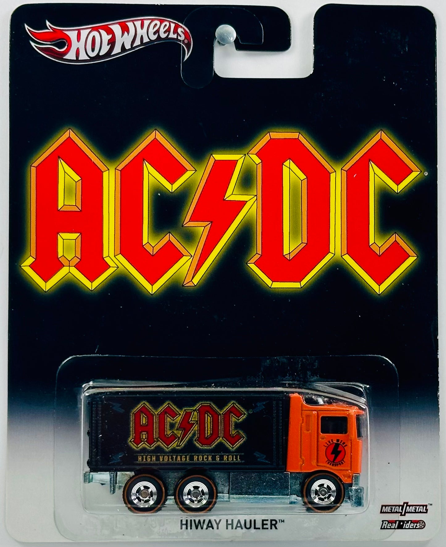 Hot Wheels 2013 - Pop Culture: Live Nation - Hiway Hauler - Orange & Black - 'High Voltage Rock & Roll' - AC/DC - Metal/Metal & Real Riders