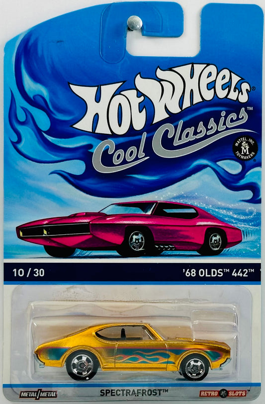Hot Wheels 2014 - Cool Classics 10/30 - '68 Olds 442 - Spectrafrost Orange - Metal/Metal & Retro Slots - Pink Car Card