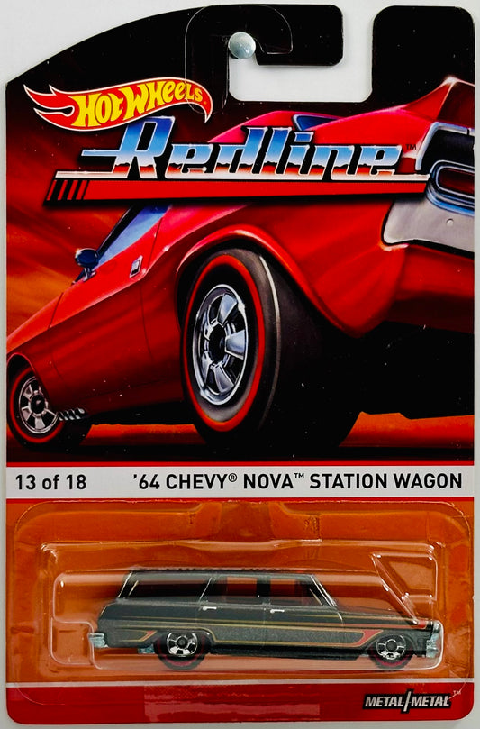 Hot Wheels 2015 - Heritage: Redline 13/18 - '64 Chevy Nova Station Wagon - Metalflake Black - Metal/Metal