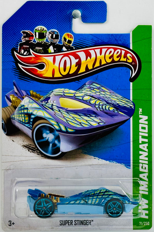 Hot Wheels 2013 - Collector # 071/250 - HW Imagination / Surf Patrol / - Super Stinger - Blue / Fish Scale Graphics - Blue PR5 Wheels - USA Card